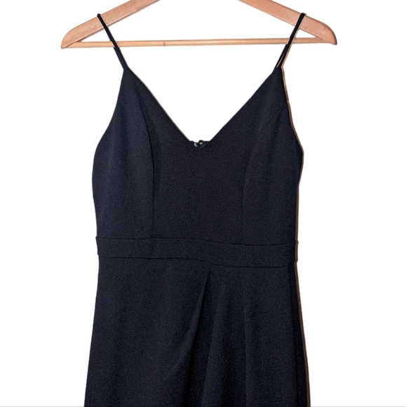 BHLDN Lyra V Neck Faux Wrap Crepe Midi Dress Navy Blue Stretch Wedding Party - Picture 3 of 12